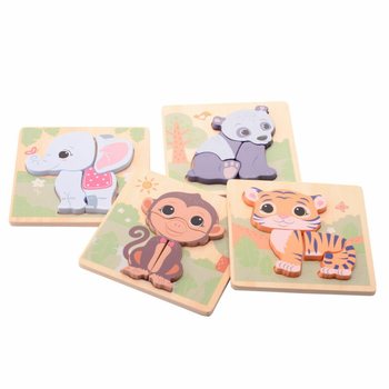 JOUECO - THE WILDIES FAMILY MIX PUZZLES EN BOIS - D&egrave;s 12 Mois (12 pces)