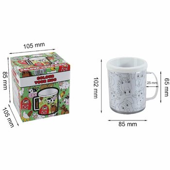 Animaux de la Ferme - Colorie ton propre gobelet (Lot de 2)