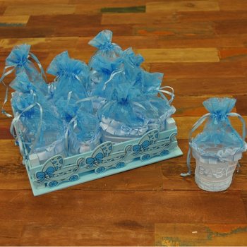 Caisse Déco avec 12 Emballages Cadeaux - Bleu