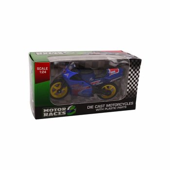 MOTO SUPER SPORT DIE CAST, &Eacute;CHELLE 1:24 EN PR&Eacute;SENTOIR (24 pcs)