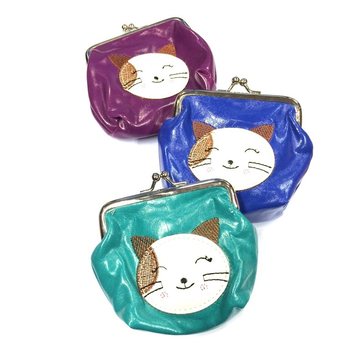 Porte-monnaie (enfant) chat couleurs assorties (6 pcs)