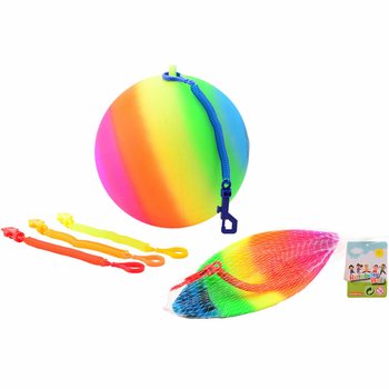 BALLE ARC-EN-CIEL AVEC CORDON / BALLE BUNGEE &Oslash;23 Cm (36 pcs)