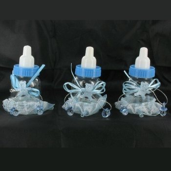 Petits Biberons Décoratifs Bleus avec Franges (6 pcs)