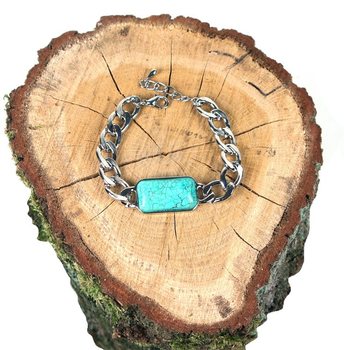 Bracelet Style Ibiza Argenté et Bleu (1 pc)