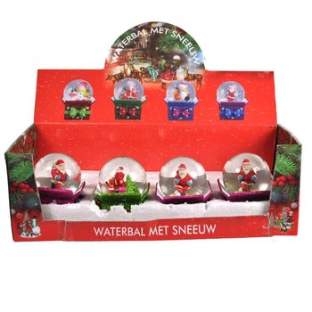 BOULE &Agrave; NEIGE DE NO&Euml;L EN PR&Eacute;SENTOIR (8 pcs)