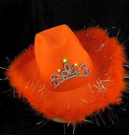 Chapeau de Cowboy Lumineux - Orange (6 pcs)