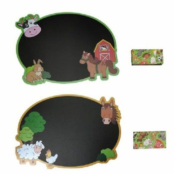 Ardoise Animaux de la Ferme avec Boîte de Craies en Présentoir (24 pcs)
