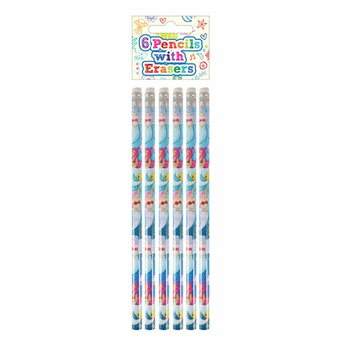 Set de 6 Crayons Sirène avec Gomme - En Présentoir (24 Sets)