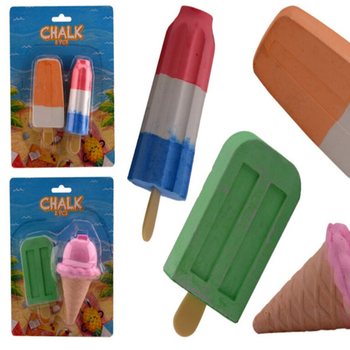 2 Grosses Craies de Trottoir Glace sur Carte - 6x4x20 cm (12 p.)