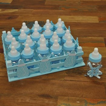 Caisse de Décoration avec 20 Mini Biberons - Bleu