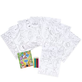 GRAND KIT DE COLORIAGE - MOD&Egrave;LE : ANIMAUX DE LA JUNGLE - 22x30x1 CM (12 pcs)