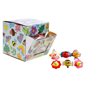 TOUPIES EN BOIS MIX DESIGN - PR&Eacute;SENTOIR (30 pcs)