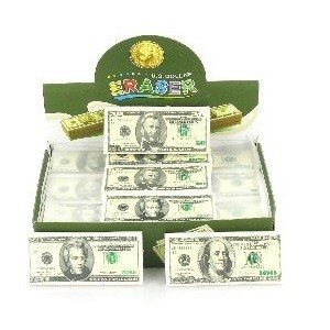 Gomme en forme de dollar américain en présentoir (30 pcs.)