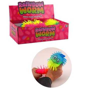 BALLE VER PUFFER RAINBOW - 22CM - COLORIS ASSORTIS - EN PR&Eacute;SENTOIR (12 pcs)