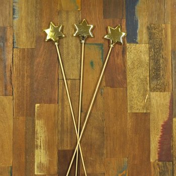 ÉTOILE DE NOËL SUR TIGE - OR (6 pcs)