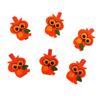 Mini pinces d&eacute;coratives 6 pi&egrave;ces - Mod&egrave;le : Hibou (24 lots)