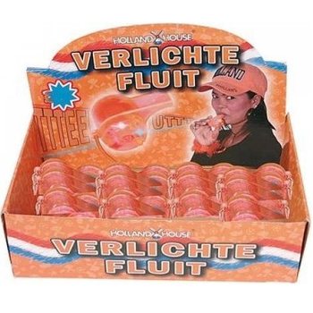 Grand Sifflet Orange Lumineux en Pr&eacute;sentoir (24 pcs)