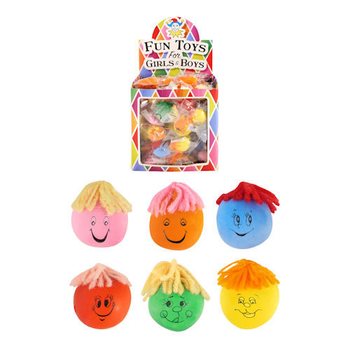 BALLES MALLÉABLES AVEC VISAGES EN PRÉSENTOIR (84 pcs)