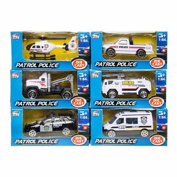 MIX V&Eacute;HICULES DE POLICE EN M&Eacute;TAL EN PR&Eacute;SENTOIR (36 pcs)