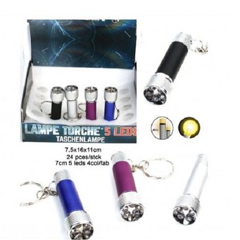 Porte-clés Lampe de Poche 5 LED en Présentoir (24 pièces)