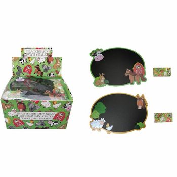 Ardoise Animaux de la Ferme avec Bo&icirc;te de Craies en Pr&eacute;sentoir (24 pcs)