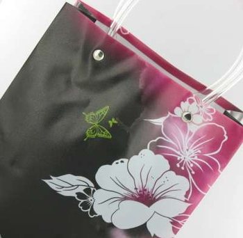 Sac Cadeau / Sac de Transport Noir/Rose/Fleur Blanche Medium (12 pcs)