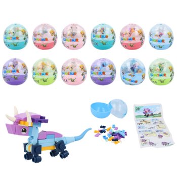 Blocs de Construction Dinosaure en Capsule & Pr&eacute;sentoir (12 pcs)