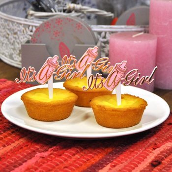 Pics &agrave; Cupcake Naissance - It's a Girl (Lot de 12)