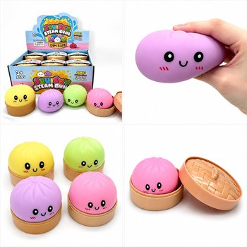 RAGE - Squishy Bun Dumplings GRAND (Dim. 8.5x8.5x4.8 cm) - Jouet Fidget Viral 2026 (12 pcs)