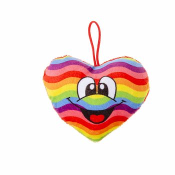 CŒUR ARC-EN-CIEL EN PELUCHE AVEC SMILEY (24 pcs)