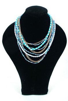 Collier Style Ibiza Bleu (1 pc)