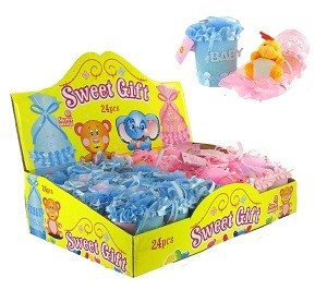 Coffret Cadeau Naissance Bébé avec Bonbons et Peluche (24 pcs)