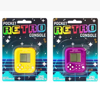 CONSOLE DE JEU POCKET R&Eacute;TRO AVEC PORTE-CL&Eacute;S - 26 JEUX (6 pcs)