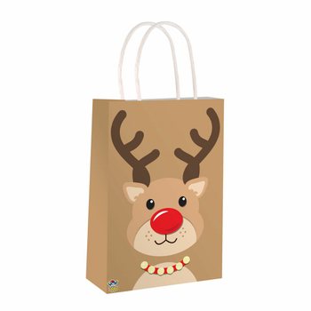 RENNE DE NOËL - SAC EN PAPIER AVEC POIGNÉES - 14x21x7Cm - NOËL (24 pcs)