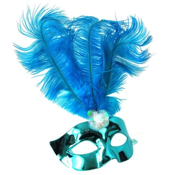 Masque Loup Bleu avec Plumes - Modèle 17 (6 pcs.)