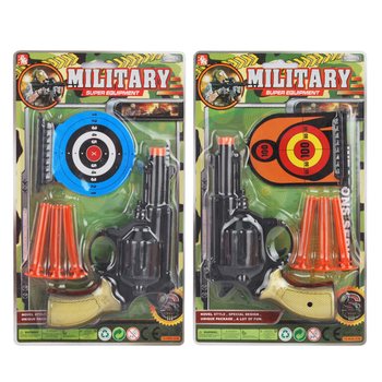 Set de Pistolet Militaire avec 3 Fléchettes à Ventouse & Cibles (6 pièces)