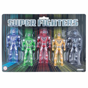 SUPER FIGHTERS - 5 Figurines d'Action sur Carte (6 pcs)