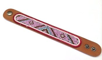 Bracelet en cuir aztèque strass rouge (1 pc)