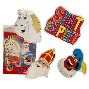 SAINT-NICOLAS (SINTERKLAAS) - ENSEMBLE DE 4 PANNEAUX DE DÉCORATION DOUBLE FACE (6 pcs.)
