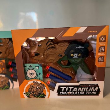 Pistolet Dinosaure avec Fl&eacute;chettes et Cible - Coffret Cadeau (Lot de 2)