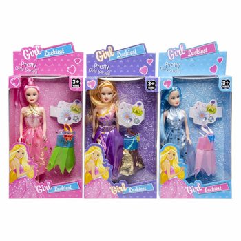 Poup&eacute;es avec Accessoires en Pr&eacute;sentoir - 12 Pi&egrave;ces