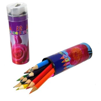 CRAYONS DE COULEUR EN TUBE AVEC TAILLE-CRAYON (24 pcs)