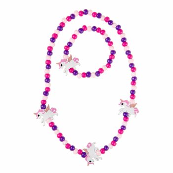 Parure Collier et Bracelet Licorne en Bois pour Enfants (Lot de 48)