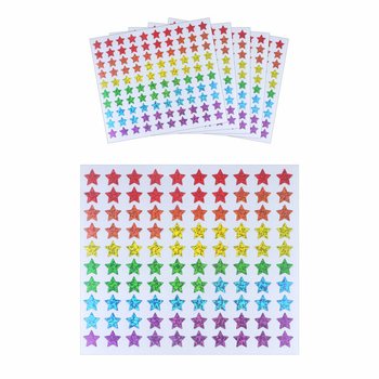 STICKERS FUN - ÉTOILES COLORÉES - 100 STICKERS PAR FEUILLE (5 pcs)