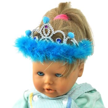 Petite couronne argentée avec bord en peluche bleue (12 pcs)