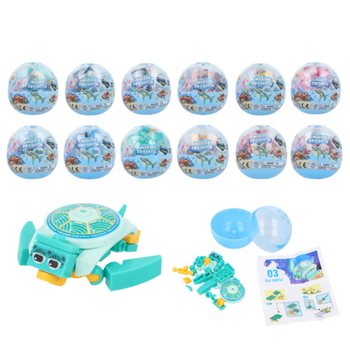 BRIQUES DE CONSTRUCTION SEA LIFE EN CAPSULE ET PR&Eacute;SENTOIR (12 pcs)