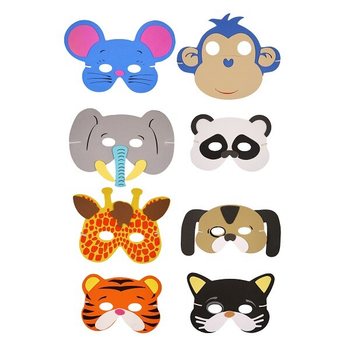 MÉLANGE DE MASQUES D'ANIMAUX EN MOUSSE (24 pcs.)