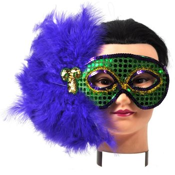 Masque Loup de F&ecirc;te avec Plumes - Mod&egrave;le 1 (Paquet de 10)