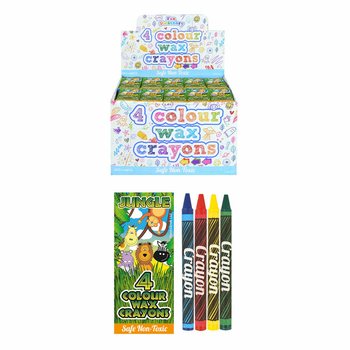 Sets de 4 Crayons de Cire 'Animaux de la Jungle' - Présentoir (120 pcs)