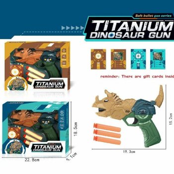 Pistolet Dinosaure avec Fl&eacute;chettes et Cible - Coffret Cadeau (Lot de 2)